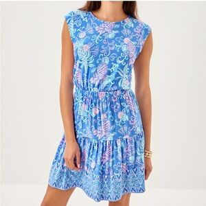 Lilly Pulitzer | NWT Danville Dress Women’s Large Sunwashed Blue Citrus Crush